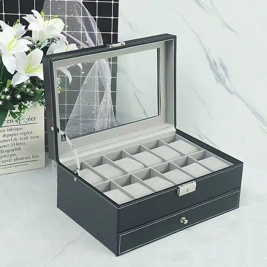 Caja para Relojes de 12 Ranura - Jewelry And Watches Box reseña y precio